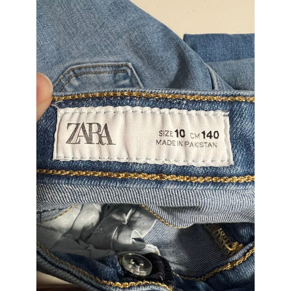 ZARA Girls Skinny Jeans Blue Adjustable Waist Stretch Denim Size 10 (140 cm) - Picture 8 of 11